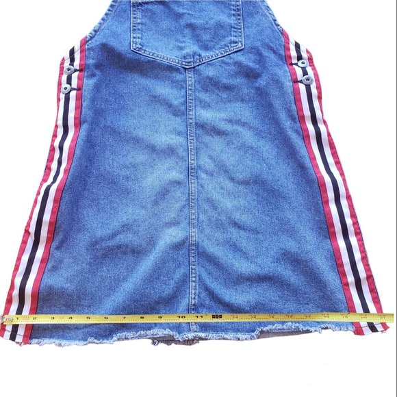 H&M Divided A-line Denim Jean Side Striped Overalls Romper Dress - Picture 7 of 12